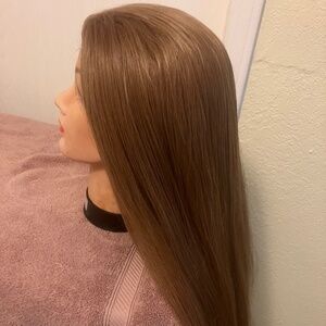 Wig 22" Brown Long Straight Hair Adjustable Straps Synthetic